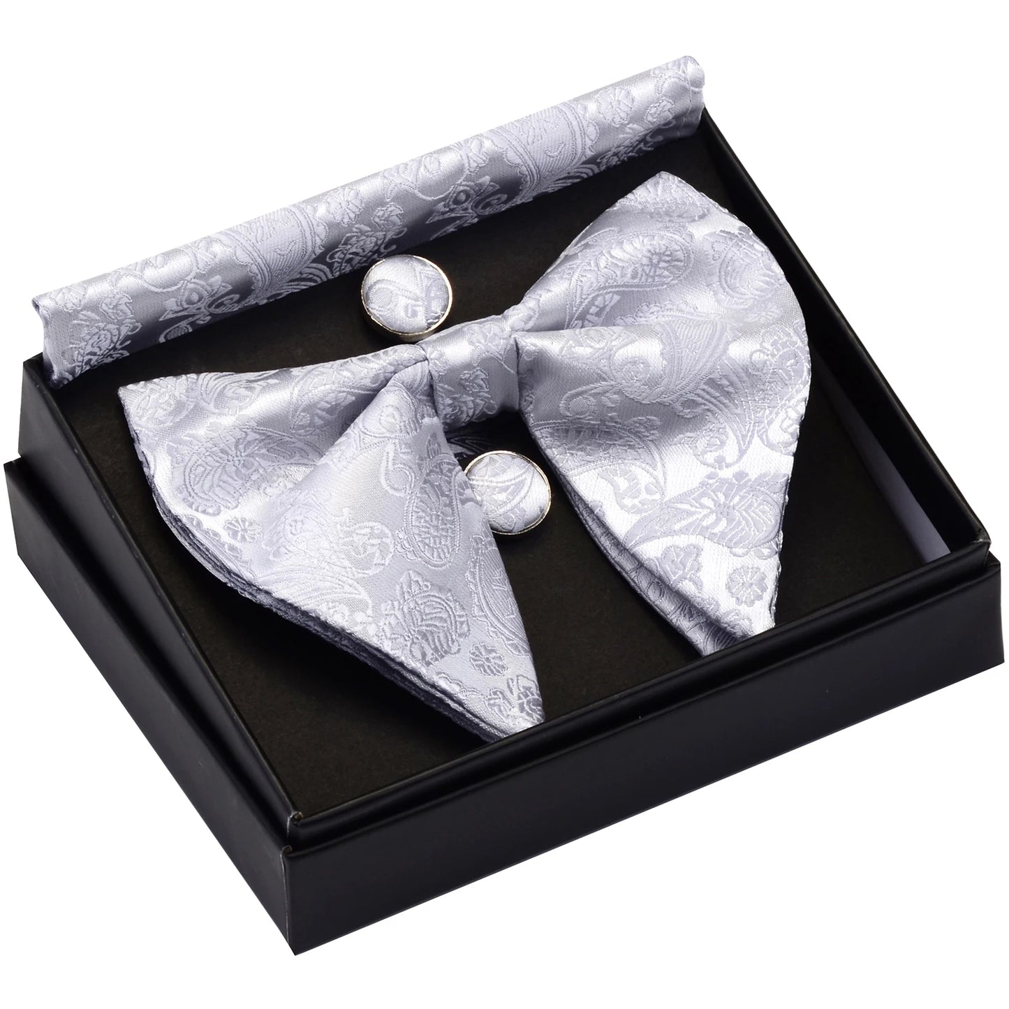 GUSLESON Paisley grand noeud papillon hommes bleu rouge jaune noeud papillon poche carré boutons de manchette ensemble avec boîte-cadeau soie mariage cravate pour homme