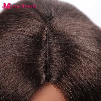 Perruques synthétiques lisses et crépues pour femmes noires, mélange de mèches noires, brunes, blondes, gingembre, rouges et blanches