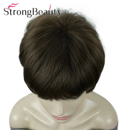StrongBeauty-Perruques Synthétiques Courtes Droites, Cheveux Doux, Layered Shag, Ombre Blonde