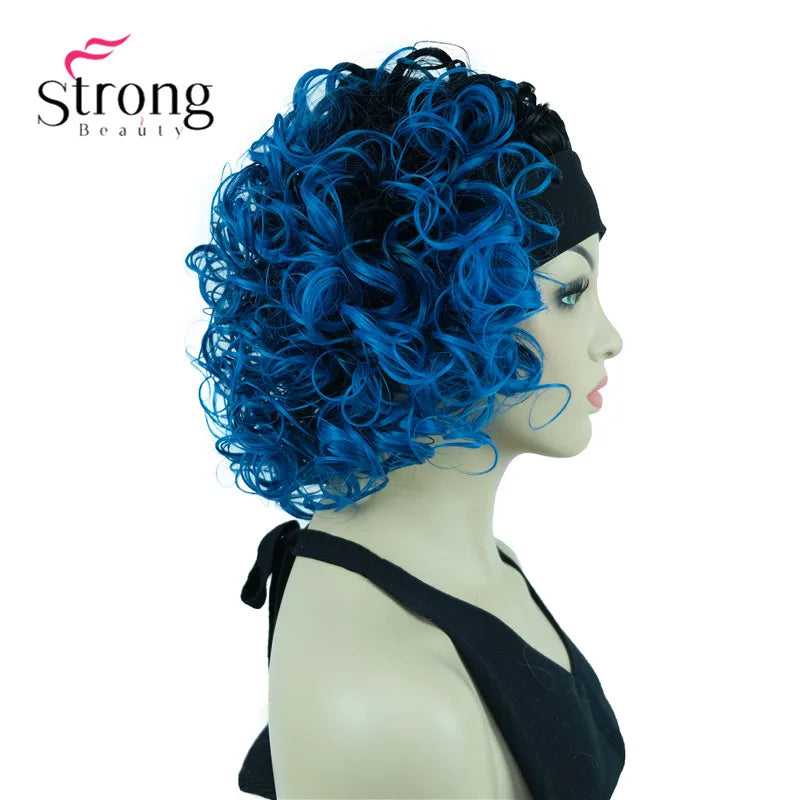 Perruques synthétiques courtes 3/4 à reflets blonds pour femmes, postiche bouclée avec bandeau, choix de couleurs