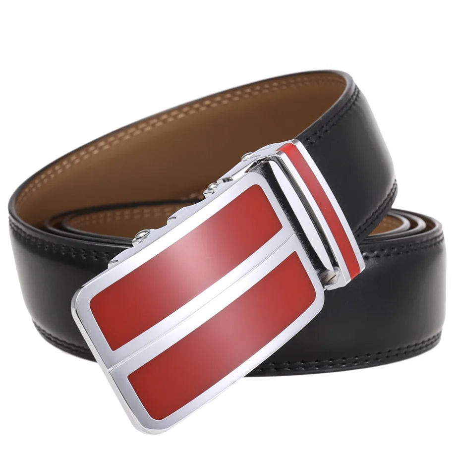 Plyesxale-Ceinture habillée en cuir véritable pour homme, cuir de vachette, automatique, strucformel, environnemental, rouge, noir, marron clair, B272