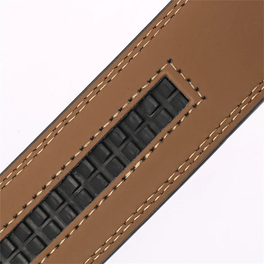 Ceintures en cuir véritable pour hommes, de luxe, de styliste, marron, boucle en alliage automatique, haute qualité, sangle en peau de vache, B448