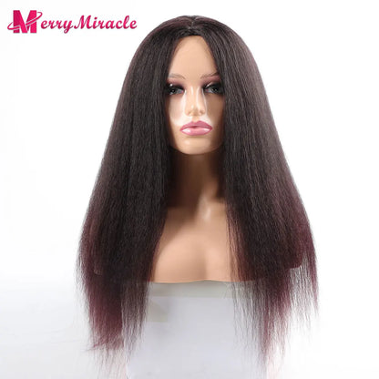 Perruques synthétiques lisses et crépues pour femmes noires, mélange de mèches noires, brunes, blondes, gingembre, rouges et blanches