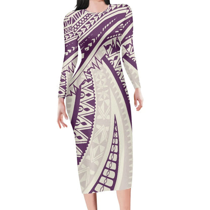 Robe - Nouvelle Arrivée Vert Plumeria Avec Feuille Polynésien Tribal Design Rétro À La mode