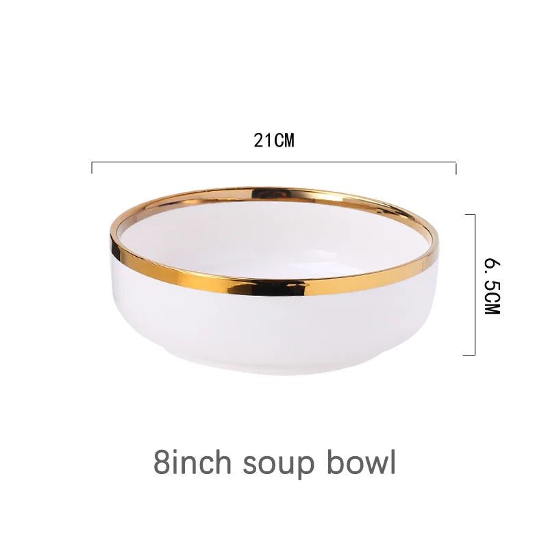 Phnom Penh-Assiettes et bols en porcelaine blanche, ensemble de nourriture, vaisselle, bol à soupe à salade, service britannique