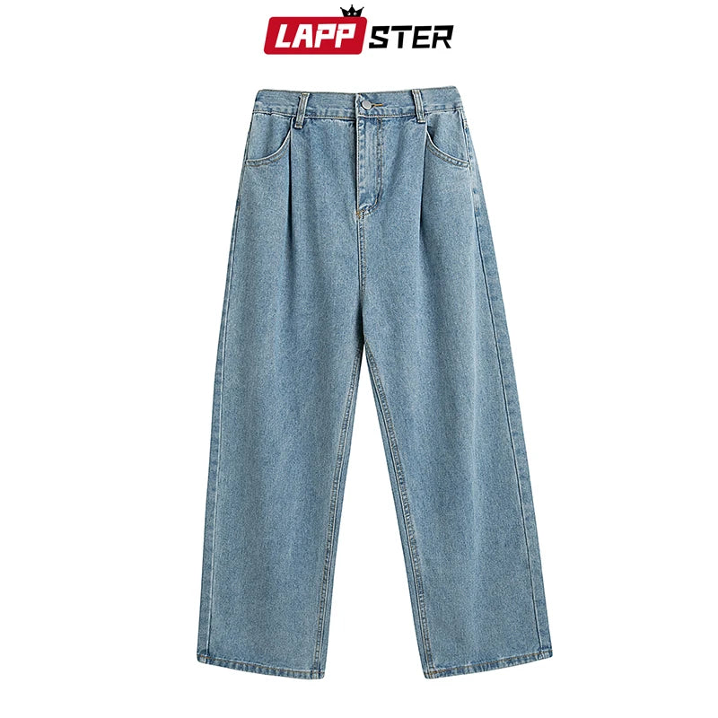 LAPPSTER-Jean baggy en denim pour homme et femme, pantalon droit, vintage, décontracté, hip hop, sarouel, collection 2023