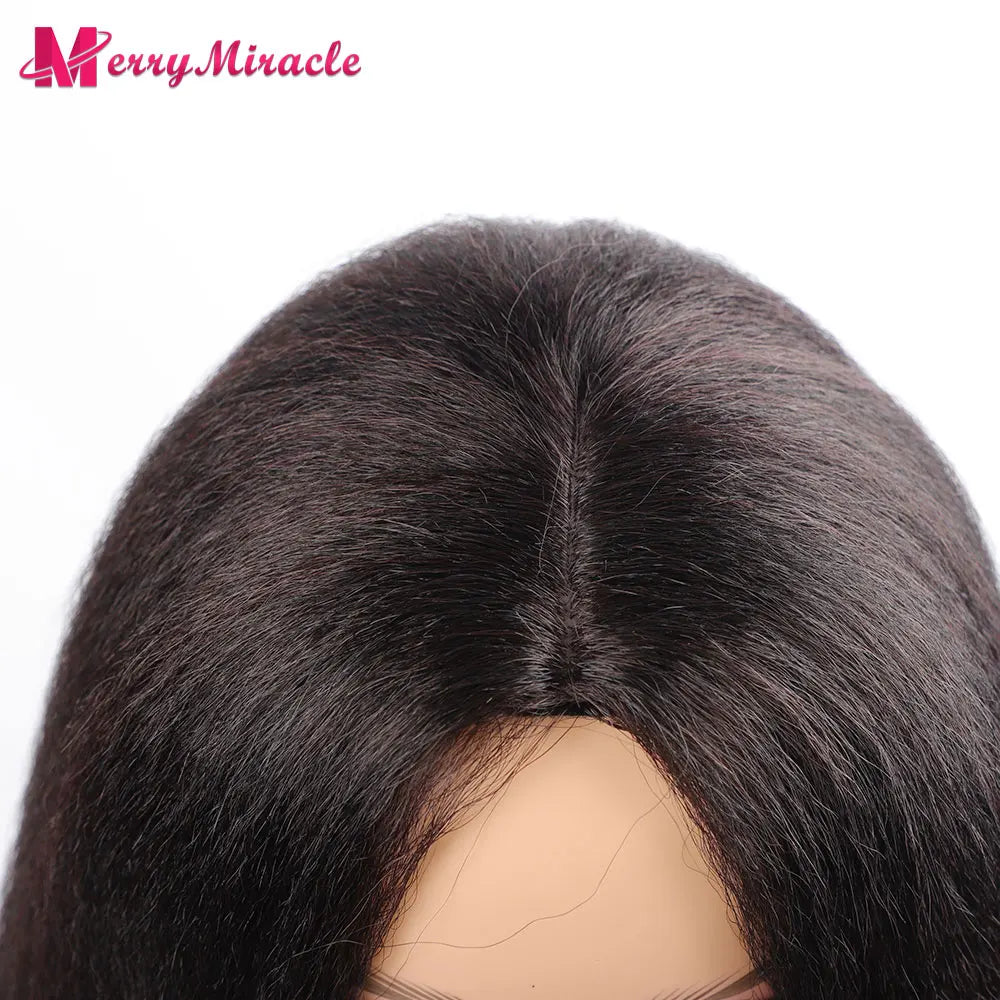 Perruques synthétiques lisses et crépues pour femmes noires, mélange de mèches noires, brunes, blondes, gingembre, rouges et blanches