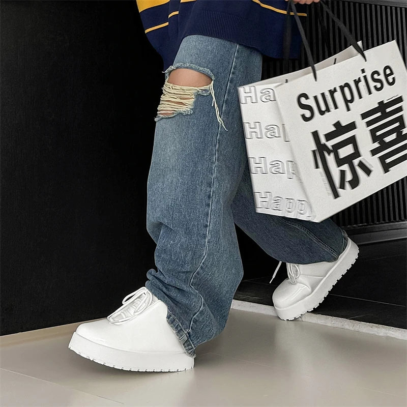 Designer Niche Men's Casual Platform Sneakers Original Fashionable Streetwear with Thick Sole Thick Sole Chunky Skateboard Shoes
