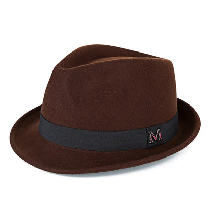 Hommes hiver épais chaud feutre Fedora chapeaux laine Gentleman Jazz casquette homburg mâle classique à bord étroit chapeau haut-de-forme