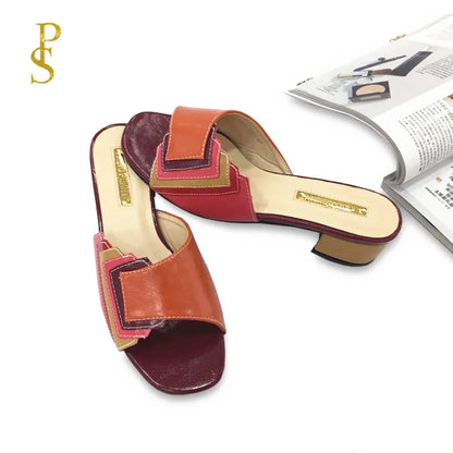 FABIO PENN2025 pantoufles pour femmes à la mode, élégantes, multicolores et confortables, sandales à talons mi-hauts exquises pour les fêtes en plein air