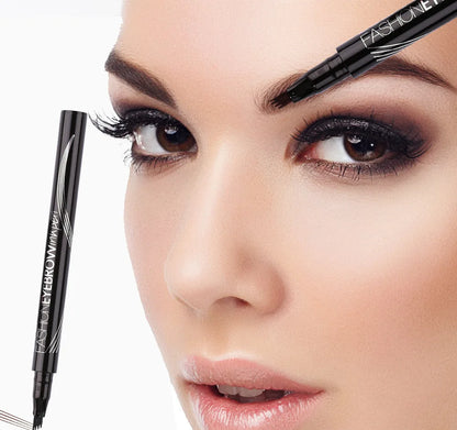 Stylo à sourcils Microblading 4D, 4 fourchettes, crayon de tatouage, longue durée, croquis fins, liquide, maquillage pour les yeux