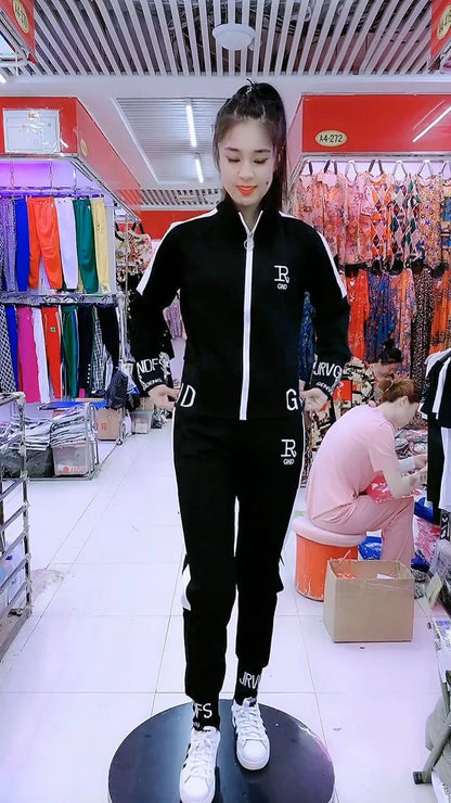 Manteau slim décontracté pour femme, pull à manches longues, pantalon, ensemble deux pièces, mode coréenne, imbibé de sport, automne, hiver, nouveau, 2025