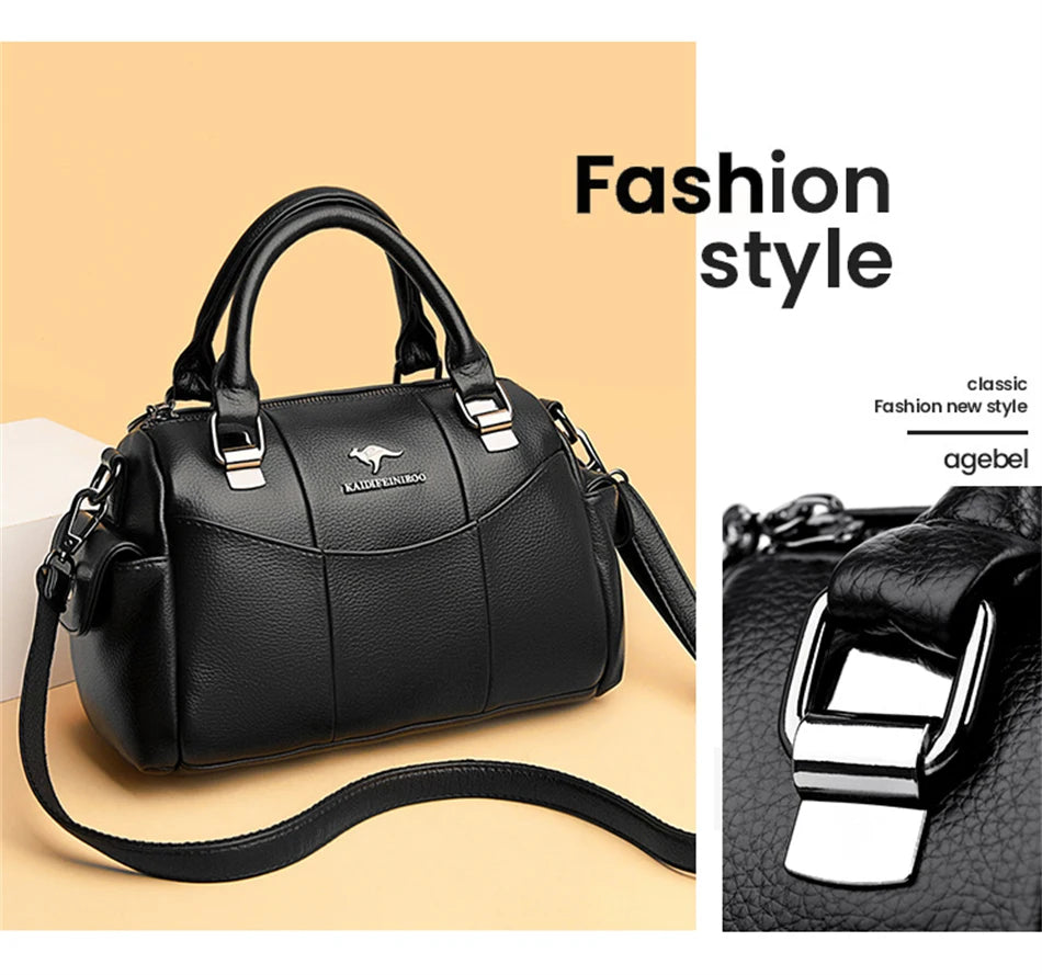 Sacs à main de styliste en cuir souple pour femmes, sac à bandoulière de luxe à épaule de marque, fourre-tout décontracté pour dames, sacoche Boston