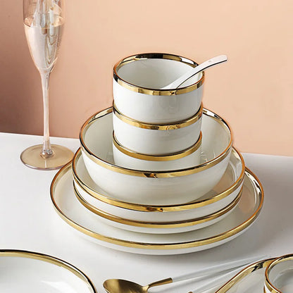 Phnom Penh-Assiettes et bols en porcelaine blanche, ensemble de nourriture, vaisselle, bol à soupe à salade, service britannique