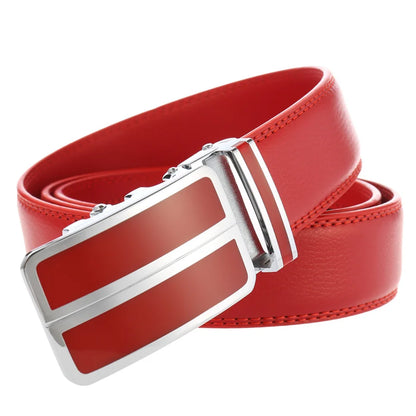 Plyesxale-Ceinture habillée en cuir véritable pour homme, cuir de vachette, automatique, strucformel, environnemental, rouge, noir, marron clair, B272