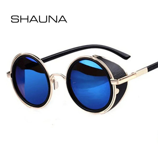 SHAUNA Vintage femmes Steampunk rétro revêtement hommes lunettes de soleil rondes marque concepteur Punk lunettes de soleil UV400