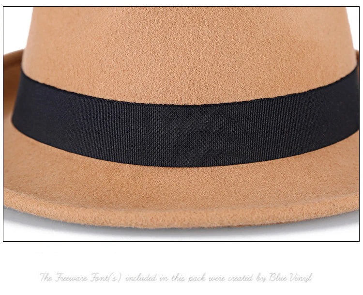 Hommes hiver épais chaud feutre Fedora chapeaux laine Gentleman Jazz casquette homburg mâle classique à bord étroit chapeau haut-de-forme