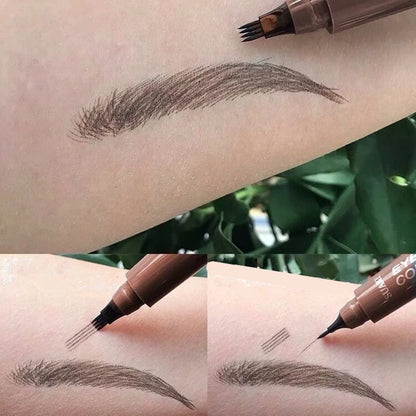 Stylo à sourcils Microblading 4D, 4 fourchettes, crayon de tatouage, longue durée, croquis fins, liquide, maquillage pour les yeux