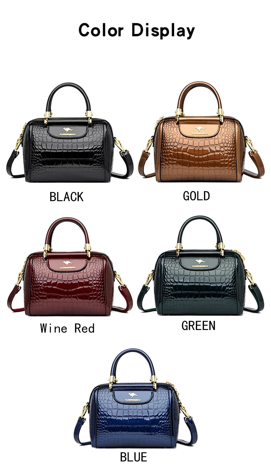 Sacs à main de luxe en cuir verni pour femmes, sac à bandoulière motif Crocodile de styliste, nouveaux sacs à main messager pour dames