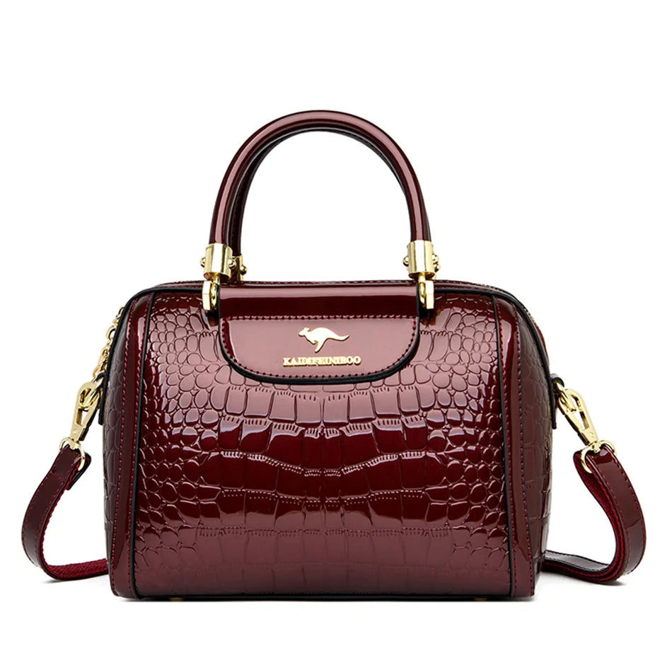 Sacs à main de luxe en cuir verni pour femmes, sac à bandoulière motif Crocodile de styliste, nouveaux sacs à main messager pour dames