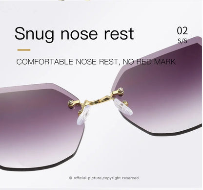 RUOBO – lunettes de soleil sans monture pour femmes, verres dégradés, branches en métal, UV400, vente en gros