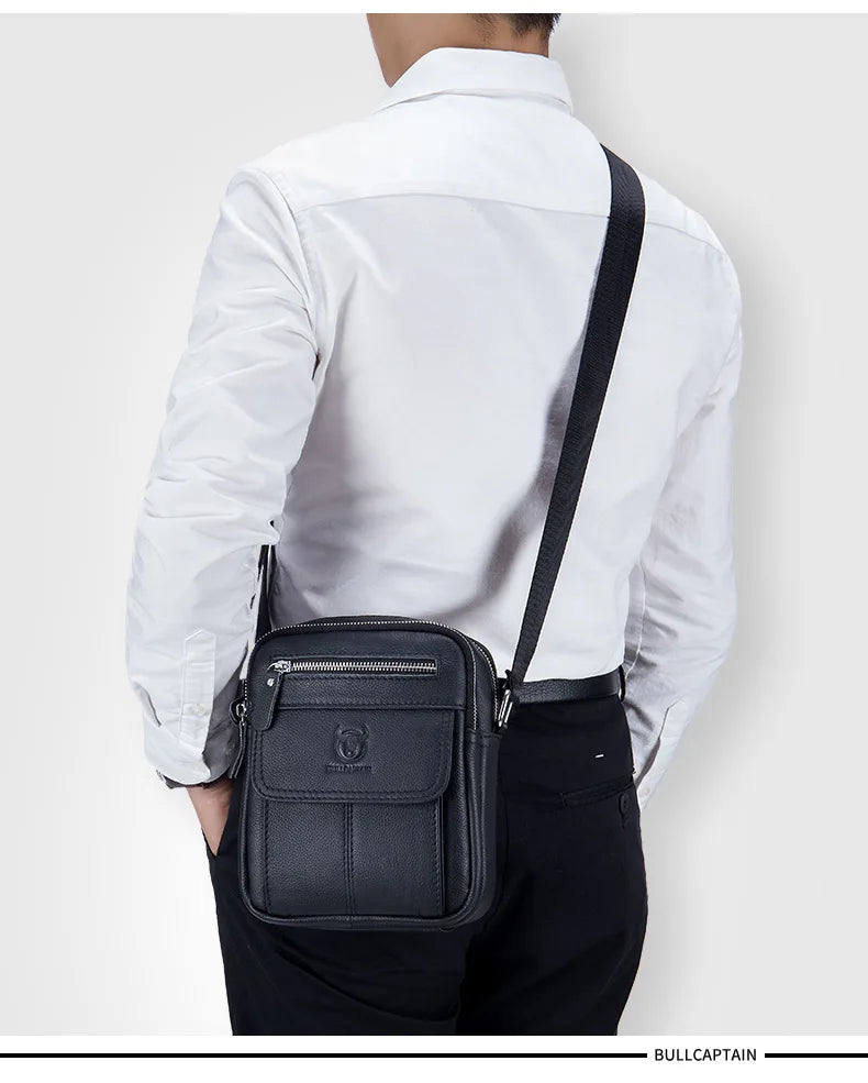 Bullcaptain décontracté hommes sacs à bandoulière affaires sac de messager de haute qualité hommes en cuir de vache sac Mini grande capacité poche