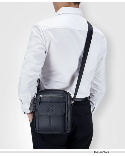 Bullcaptain décontracté hommes sacs à bandoulière affaires sac de messager de haute qualité hommes en cuir de vache sac Mini grande capacité poche