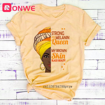 T-shirt Africain avec Imprimé Je suis une Reine de Mélanine, Vêtement pour Femme, Fille Noire, Mois de l'Histoire, DstressSunshine