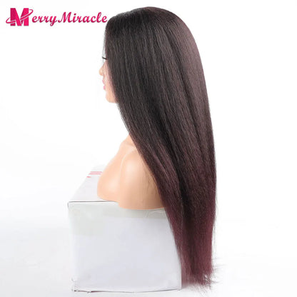 Perruques synthétiques lisses et crépues pour femmes noires, mélange de mèches noires, brunes, blondes, gingembre, rouges et blanches