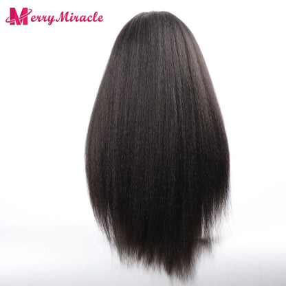 Perruques synthétiques lisses et crépues pour femmes noires, mélange de mèches noires, brunes, blondes, gingembre, rouges et blanches