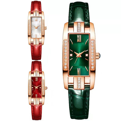 WOKAI haute qualité classique rétro femmes ceinture quartz carré vert montre à quartz étudiant vêtements pour femmes horloge style de luxe