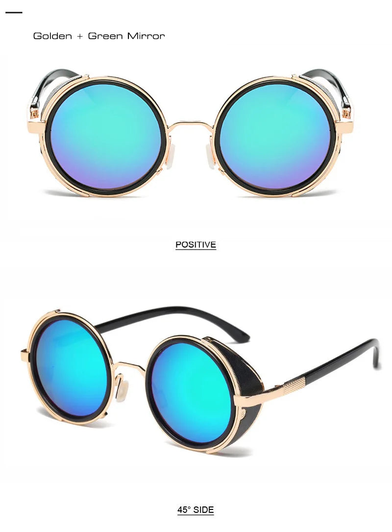 SHAUNA Vintage femmes Steampunk rétro revêtement hommes lunettes de soleil rondes marque concepteur Punk lunettes de soleil UV400
