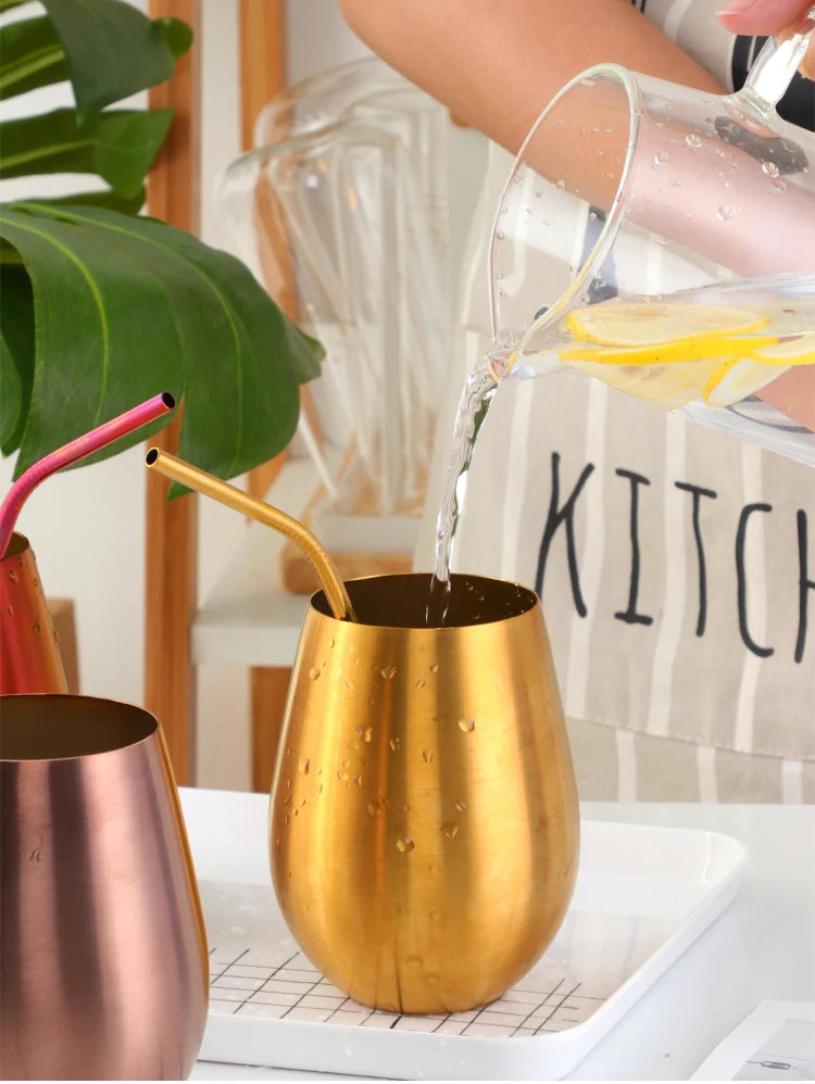 Tasse à bière et vin en acier inoxydable de 500ml, gobelet à bière en or Rose, tasse à Cocktail, jus de lait, tasse à boire en métal pour Bar, verres d'extérieur