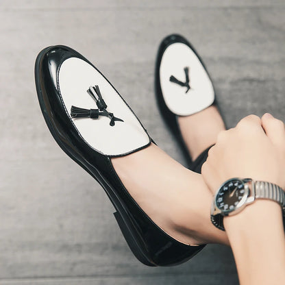 Chaussures en cuir à pampilles pour hommes, mocassins décontractés à enfiler, chaussures formelles de mariage italien, chaussures de fête respirantes