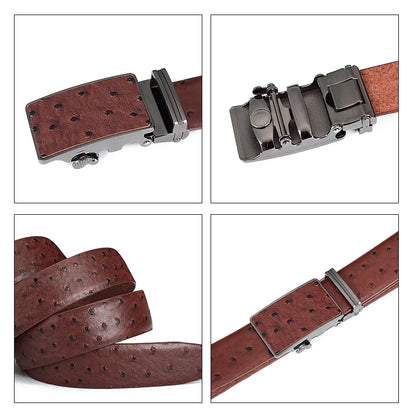 Maikun – Ceinture en cuir de luxe pour hommes, design Original, Grain d'autruche, automatique, avec boucle