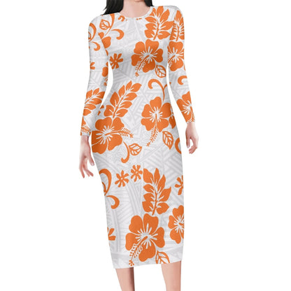 Robe - Nouvelle Arrivée Vert Plumeria Avec Feuille Polynésien Tribal Design Rétro À La mode