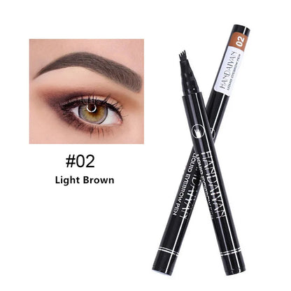 Stylo à sourcils Microblading 4D, 4 fourchettes, crayon de tatouage, longue durée, croquis fins, liquide, maquillage pour les yeux