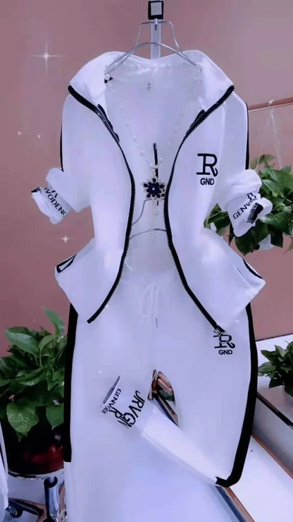 Manteau slim décontracté pour femme, pull à manches longues, pantalon, ensemble deux pièces, mode coréenne, imbibé de sport, automne, hiver, nouveau, 2025