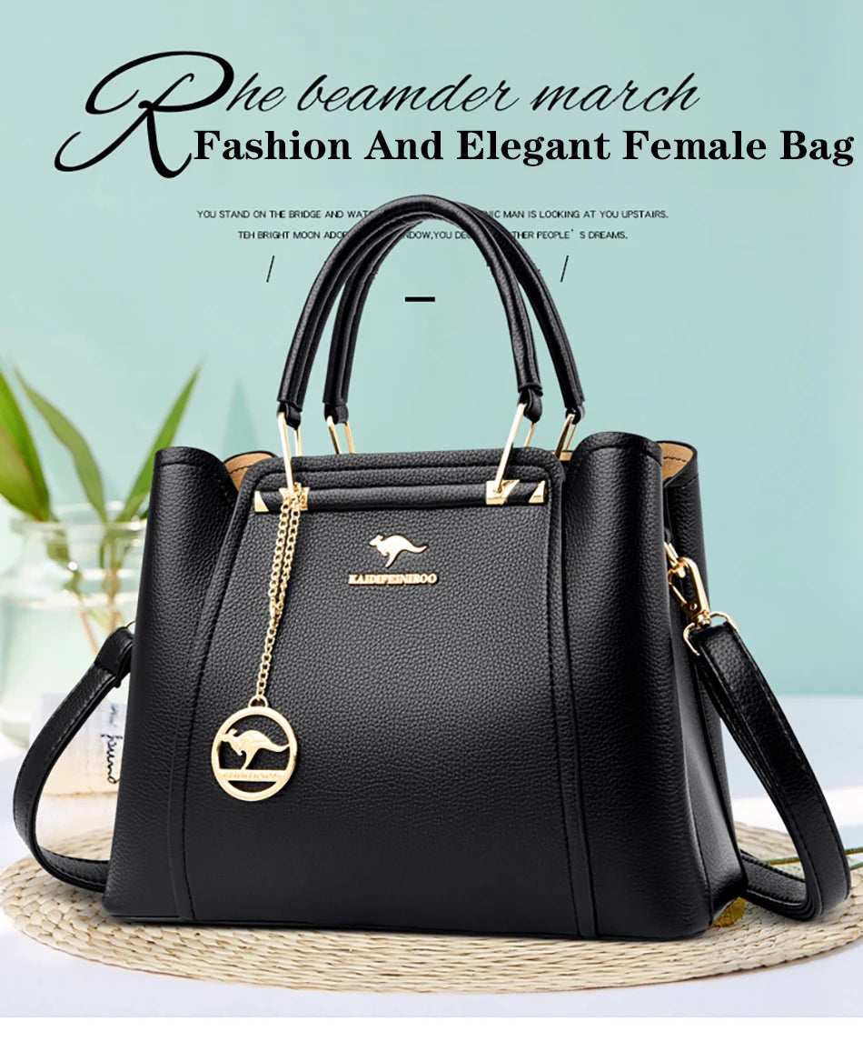 Sacs à Main de Luxe en Cuir Souple à 3 Couches pour Femme, Sacoche de Styliste à Bandoulière de Grande Capacité, Fourre-Tout de Shopping