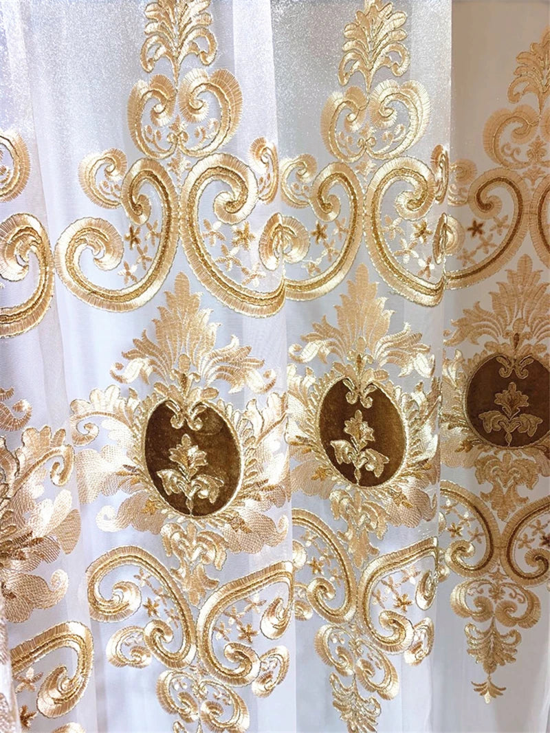 Rideau de Villa occultant Beige brodé Chenille de haute qualité, Style européen, Voile personnalisé pour salon et chambre à coucher