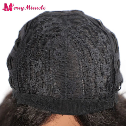 Perruques synthétiques lisses et crépues pour femmes noires, mélange de mèches noires, brunes, blondes, gingembre, rouges et blanches