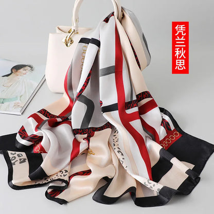 100% foulard en soie pour femmes longue impression luxe châles en soie naturelle enveloppes bleu Floral été dames foulard pur véritable foulards en soie