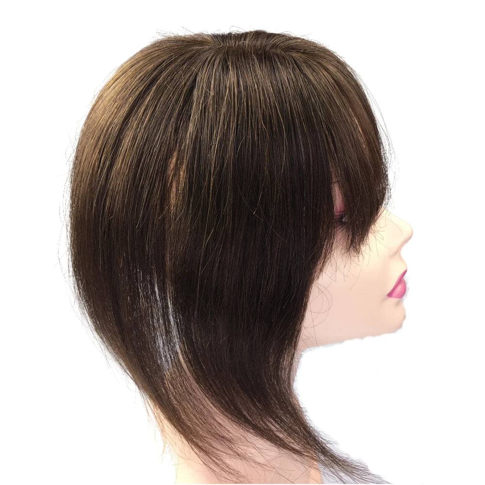 Cheveux humains Toppers pour femmes 10x11 cm dentelle PU Base toupet Topper vrais cheveux humains Clips dans les postiches couverture blanc chauve cheveux