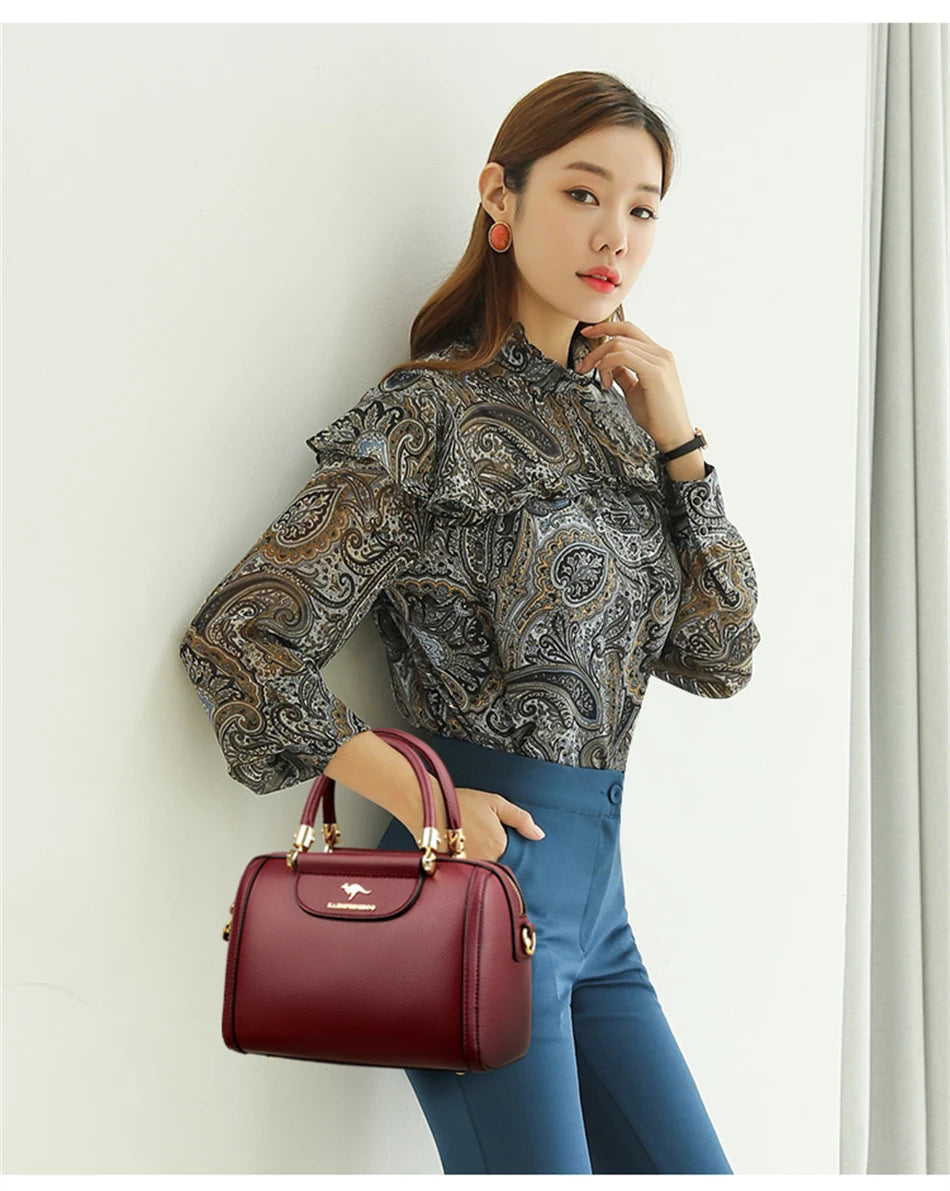 Granded marque en cuir de vachette Sac à main sac à main femmes décontracté bandoulière sacs à bandoulière de luxe dames fourre-tout Boston Sac 2024