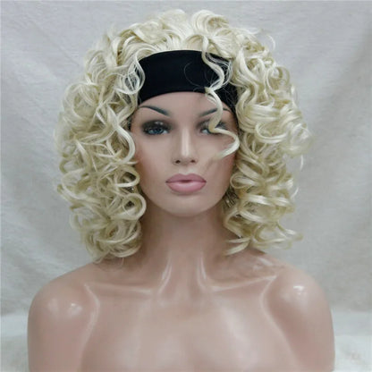 Perruques synthétiques courtes 3/4 à reflets blonds pour femmes, postiche bouclée avec bandeau, choix de couleurs