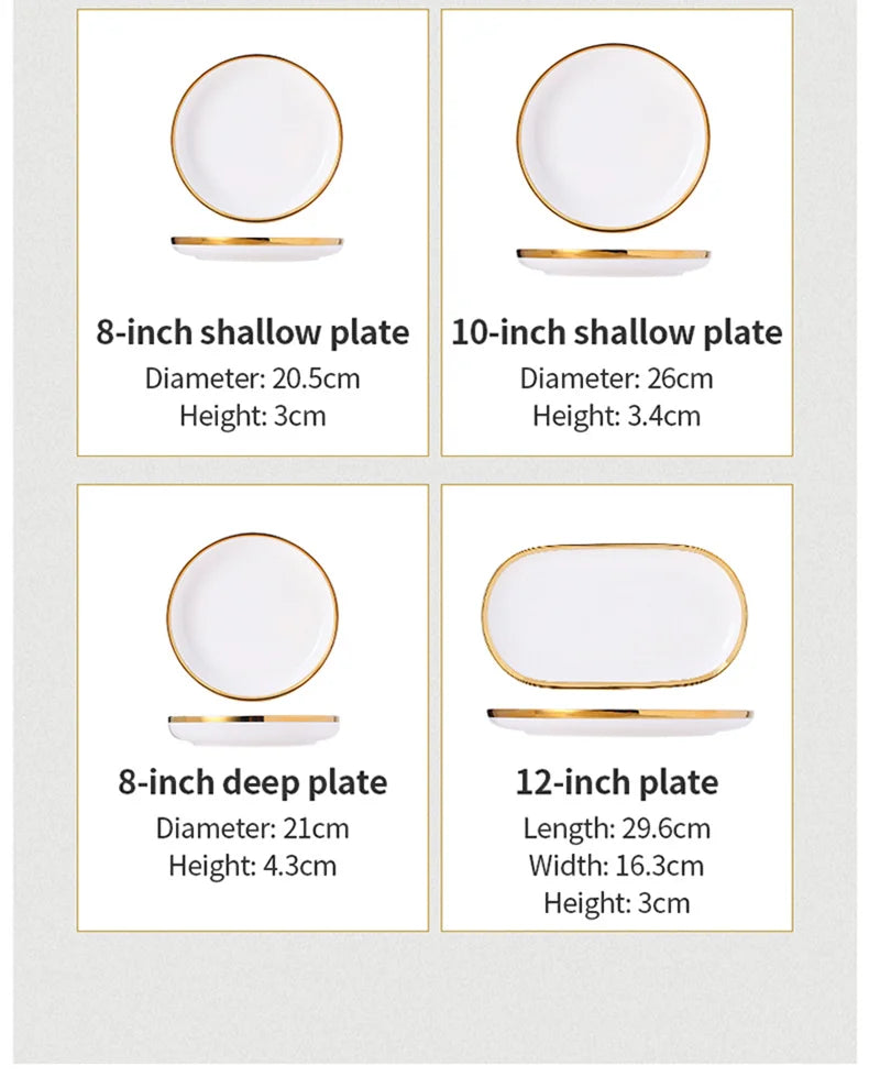 Phnom Penh-Assiettes et bols en porcelaine blanche, ensemble de nourriture, vaisselle, bol à soupe à salade, service britannique