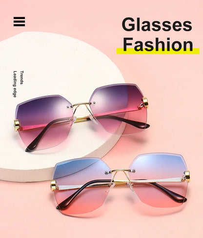 RUOBO – lunettes de soleil sans monture pour femmes, verres dégradés, branches en métal, UV400, vente en gros