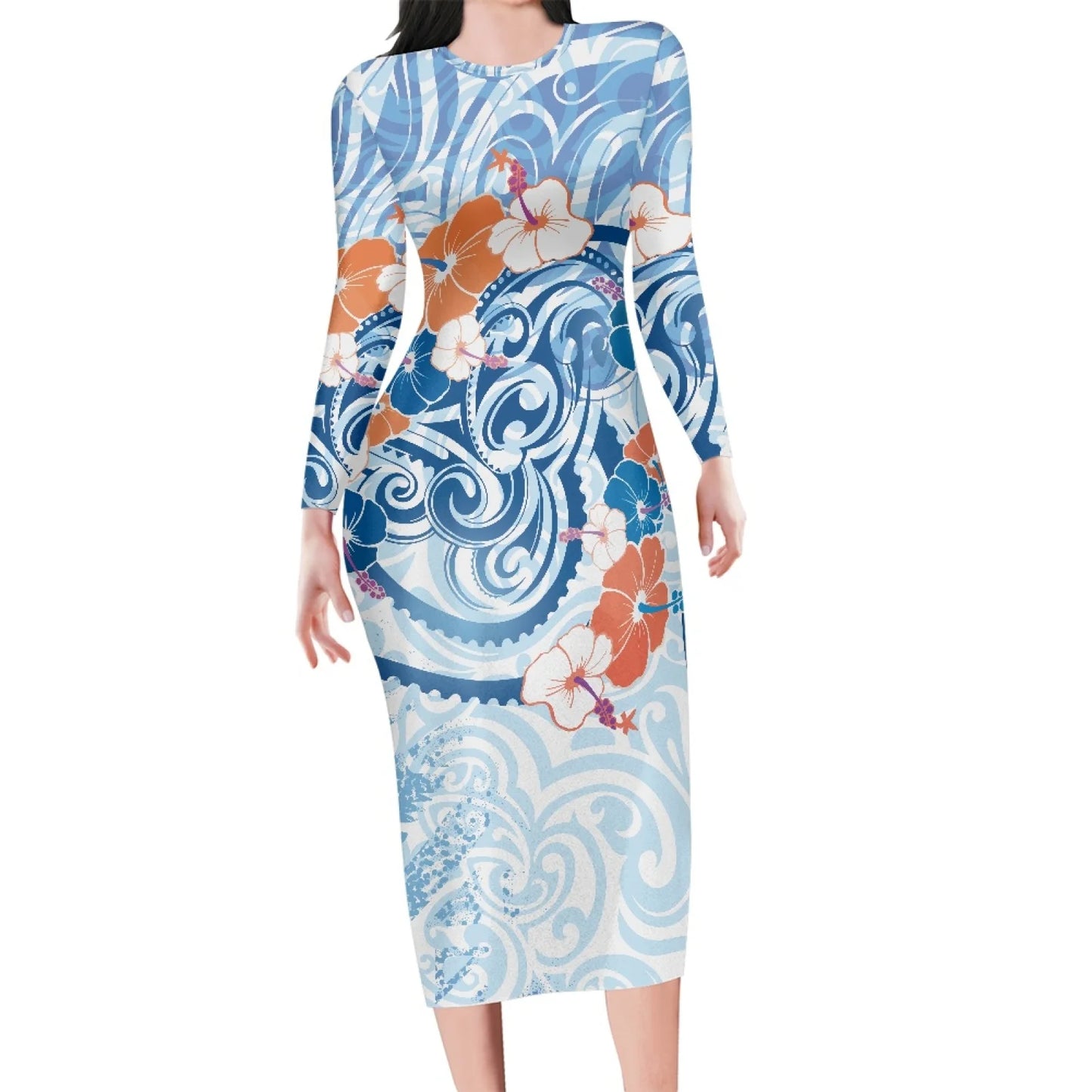 Robe - Nouvelle Arrivée Vert Plumeria Avec Feuille Polynésien Tribal Design Rétro À La mode