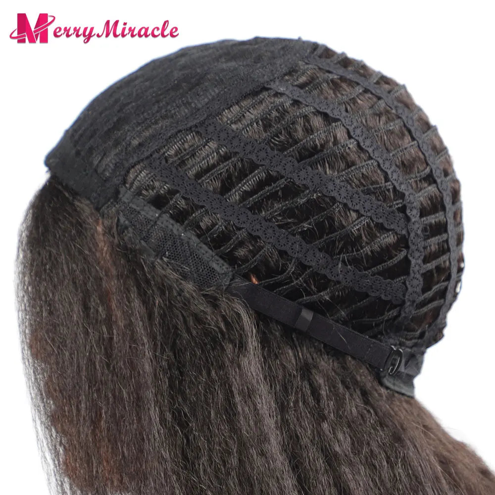 Perruques synthétiques lisses et crépues pour femmes noires, mélange de mèches noires, brunes, blondes, gingembre, rouges et blanches