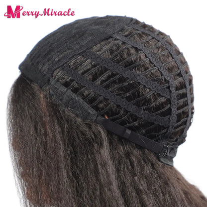 Perruques synthétiques lisses et crépues pour femmes noires, mélange de mèches noires, brunes, blondes, gingembre, rouges et blanches